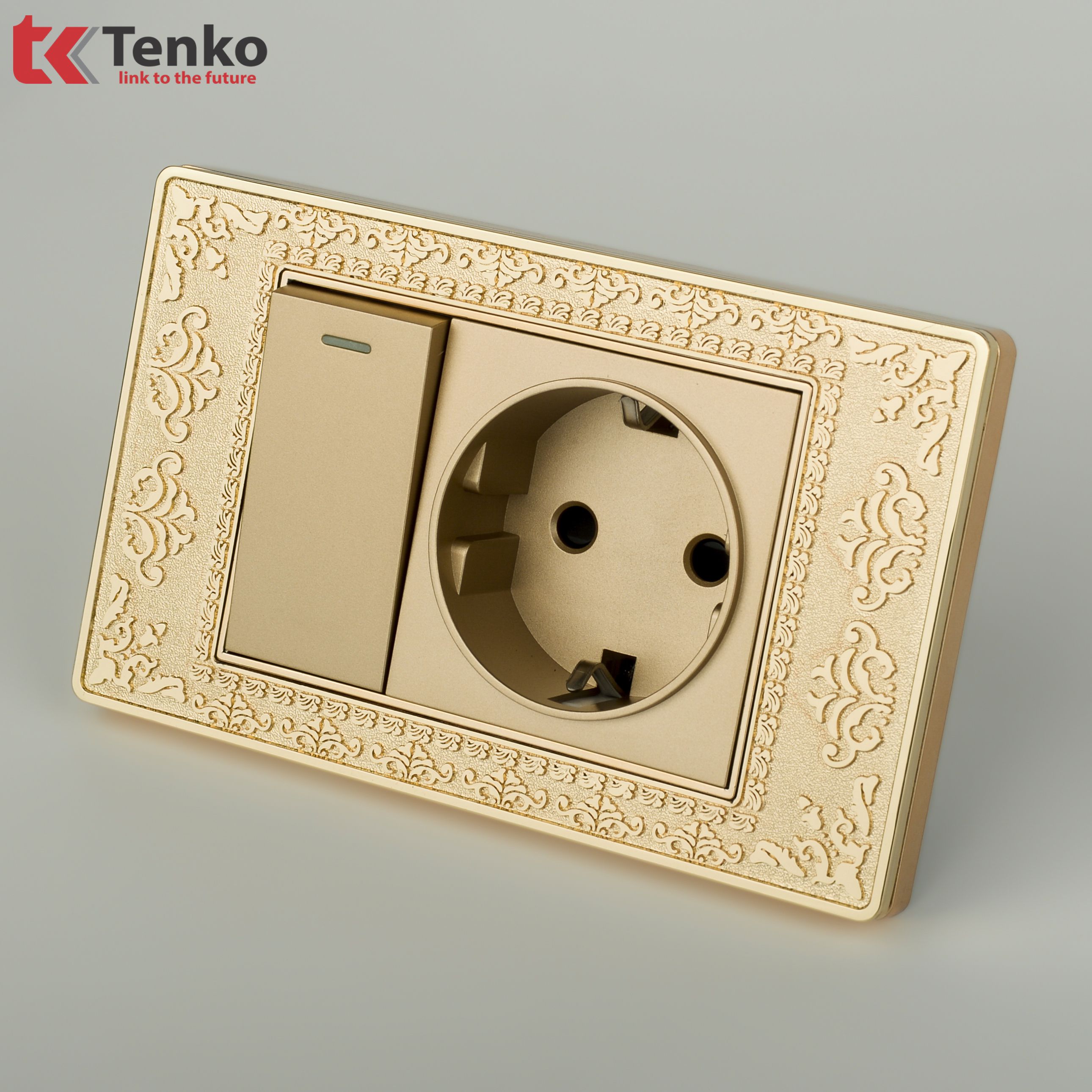 Ổ Cắm Chuẩn Đức Mặt Hoa Văn Tân Cổ Điển TK-C8-060